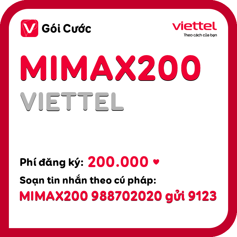 Đăng ký gói mimax200 viettel